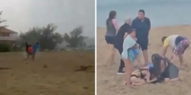 VIDEO E RËNDË TRAGJEDI  Rrufeja godet tre të miturit në një plazh  ngjarja u filmua nga një qytetar